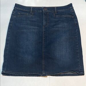J. Jill Indigo Denim Blue Jean Skirt Smooth Fit Size 10 High Rise Above Knee